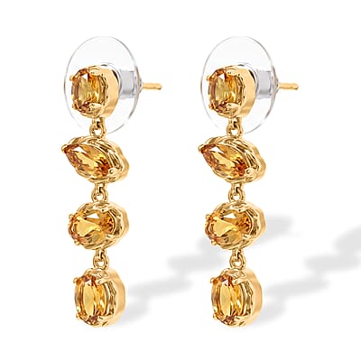 D'Joy Premium Brazilian Citrine 5.00 ctw Earrings in 18K Vermeil Yellow Gold Over Sterling Silver
