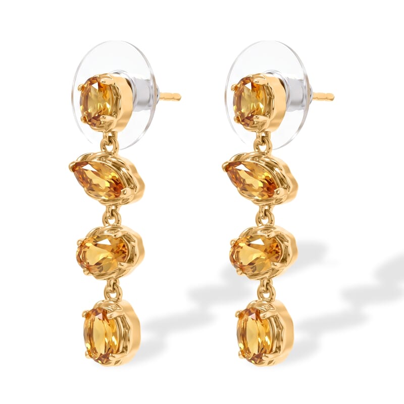 D'Joy Premium Brazilian Citrine 3.20 ctw Golden Cascade Earrings in 18K Vermeil Yellow Gold Over Sterling Silver