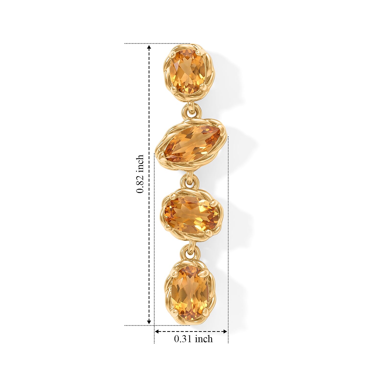 D'Joy Premium Brazilian Citrine 5.00 ctw Earrings in 18K Vermeil Yellow Gold Over Sterling Silver