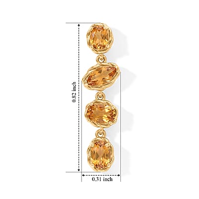 D'Joy Premium Brazilian Citrine 5.00 ctw Earrings in 18K Vermeil Yellow Gold Over Sterling Silver