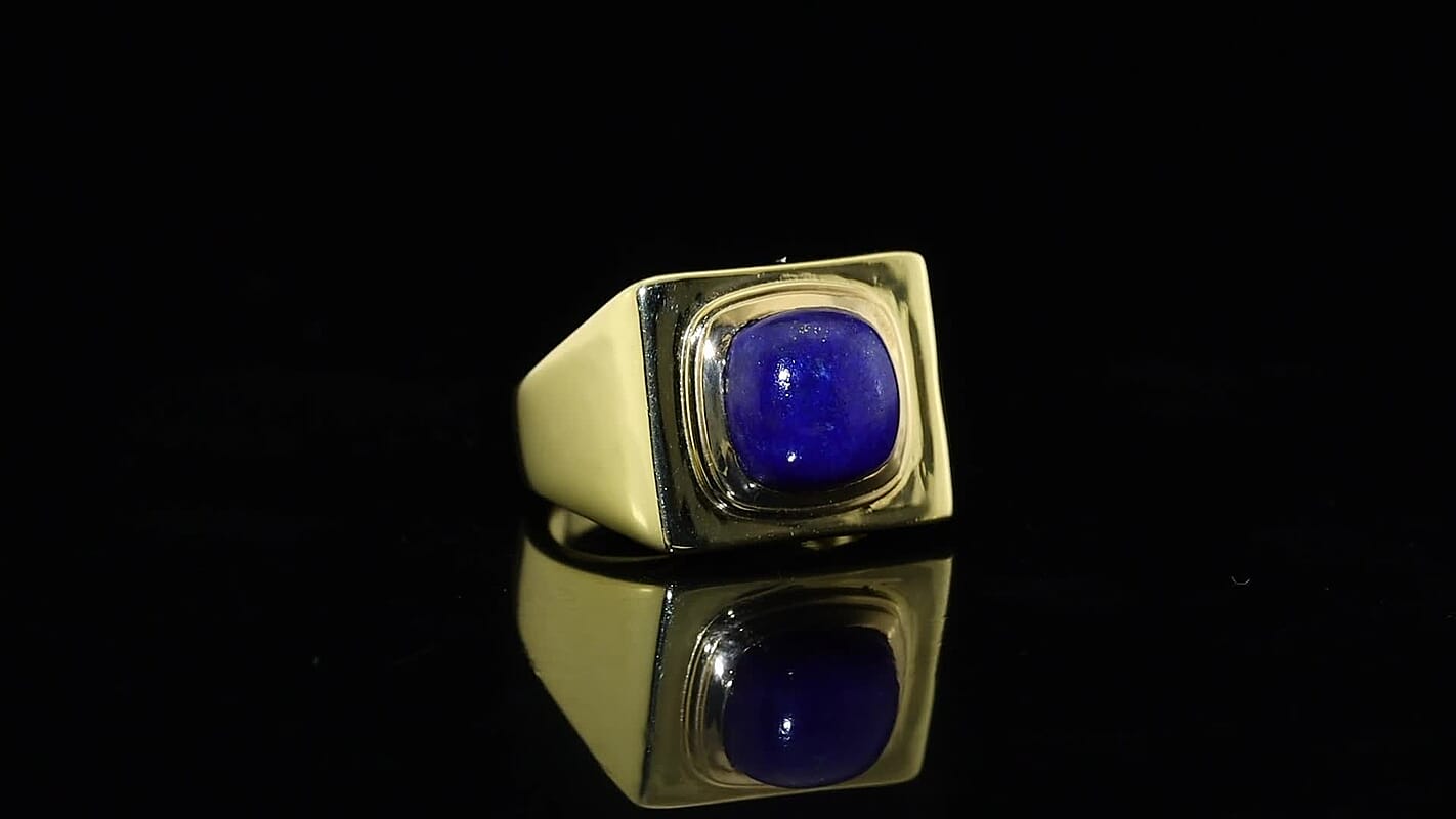 EverTrue Lapis Lazuli Men''s Ring in 18K YG Plated (Size 14.0) 5.30 ctw