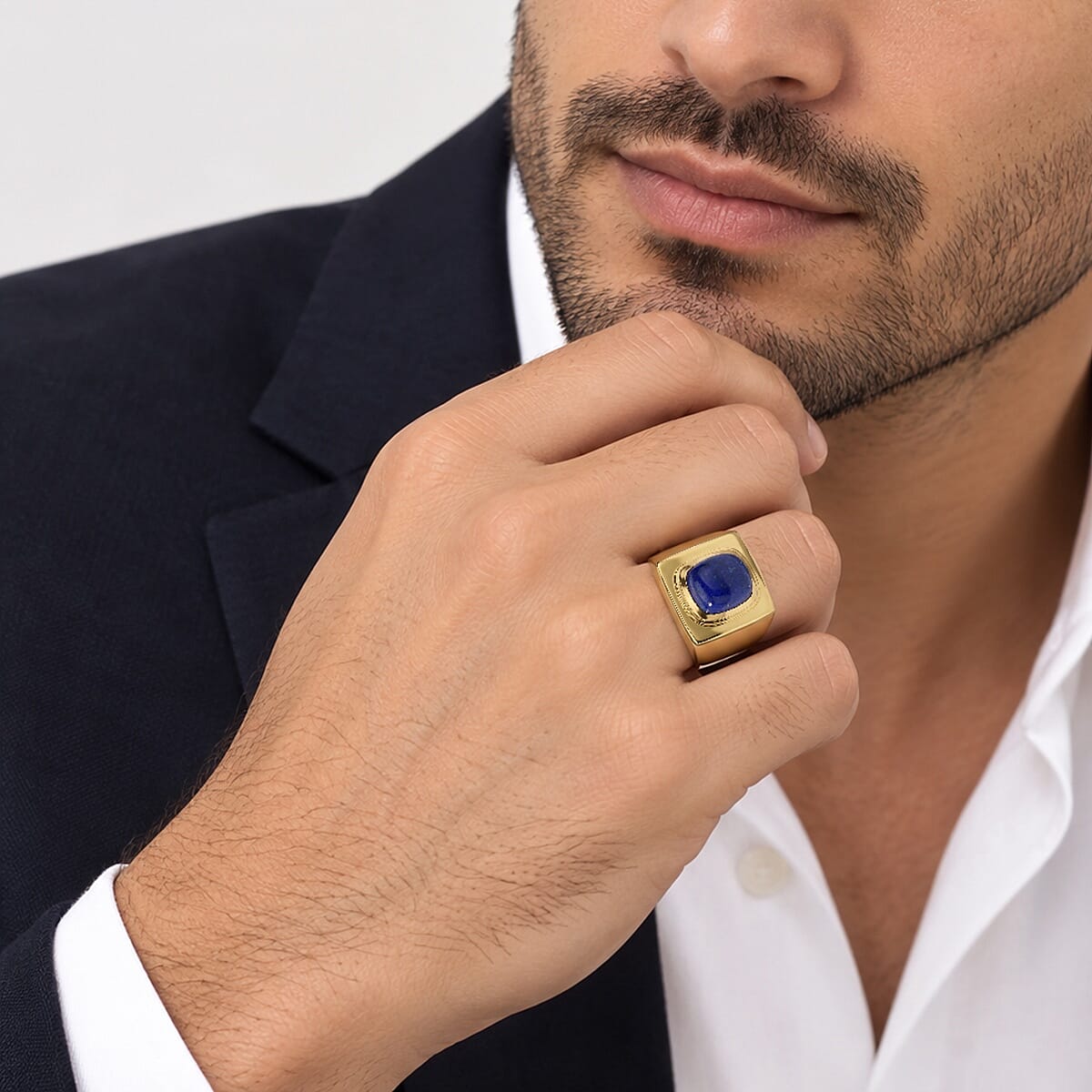 EverTrue Lapis Lazuli 5.30 ctw Men's Ring in 18K YG Plated (Size 9.0)