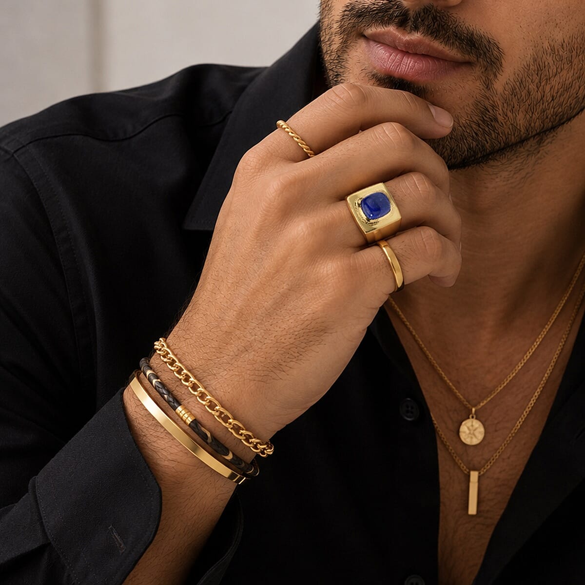 EverTrue Lapis Lazuli 5.30 ctw Men's Ring in 18K YG Plated (Size 9.0)