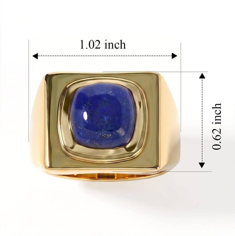 EverTrue Lapis Lazuli 5.30 ctw Midnight Signet Men's Ring in 18K YG Plated (Size 9.0)
