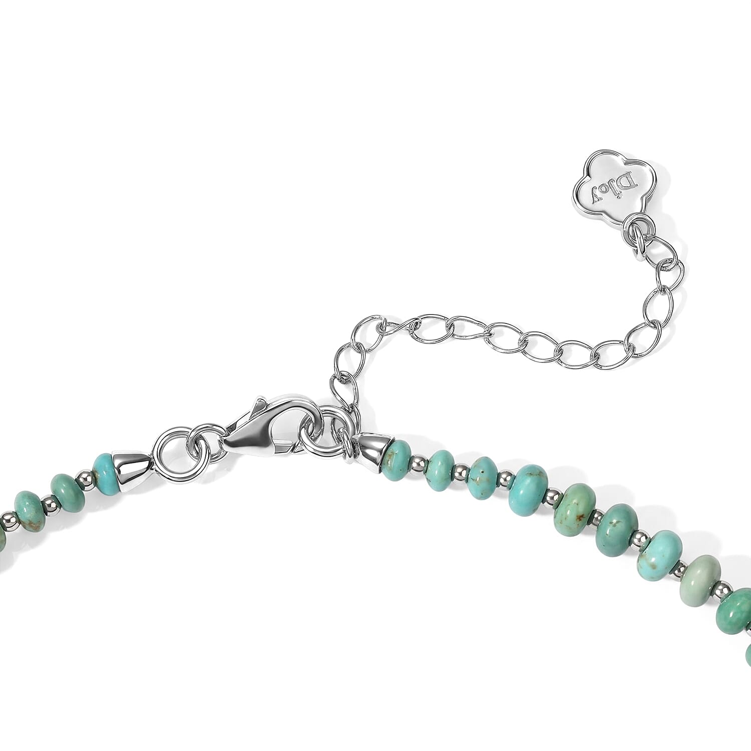 D'Joy Premium Sonoran Turquoise 80.00 ctw Beaded Graduation Necklace (18-20 Inches) in Rhodium Over Sterling Silver