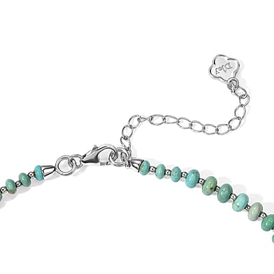 D'Joy Premium Sonoran Turquoise 80.00 ctw Beaded Graduation Necklace (18-20 Inches) in Rhodium Over Sterling Silver