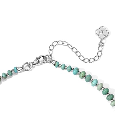 D'Joy Premium Sonoran Turquoise 80.00 ctw Beaded Graduation Necklace (18-20 Inches) in Rhodium Over Sterling Silver