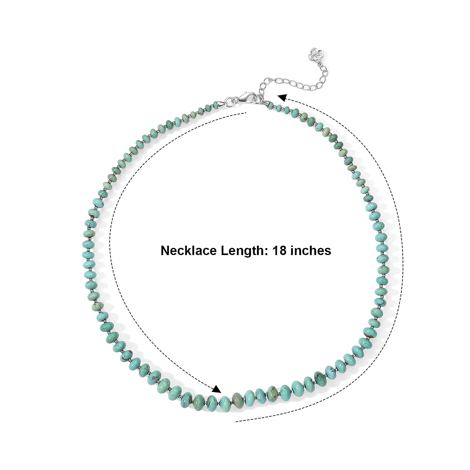 D'Joy Premium Sonoran Turquoise 80.00 ctw Beaded Graduation Necklace (18-20 Inches) in Rhodium Over Sterling Silver