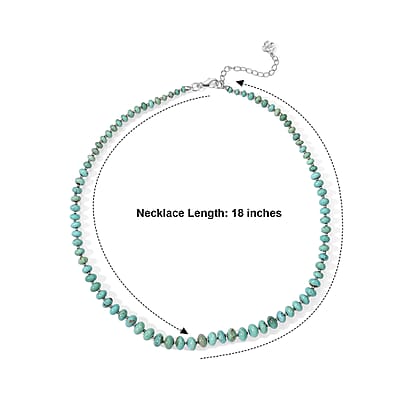 D'Joy Premium Sonoran Turquoise 80.00 ctw Beaded Graduation Necklace (18-20 Inches) in Rhodium Over Sterling Silver