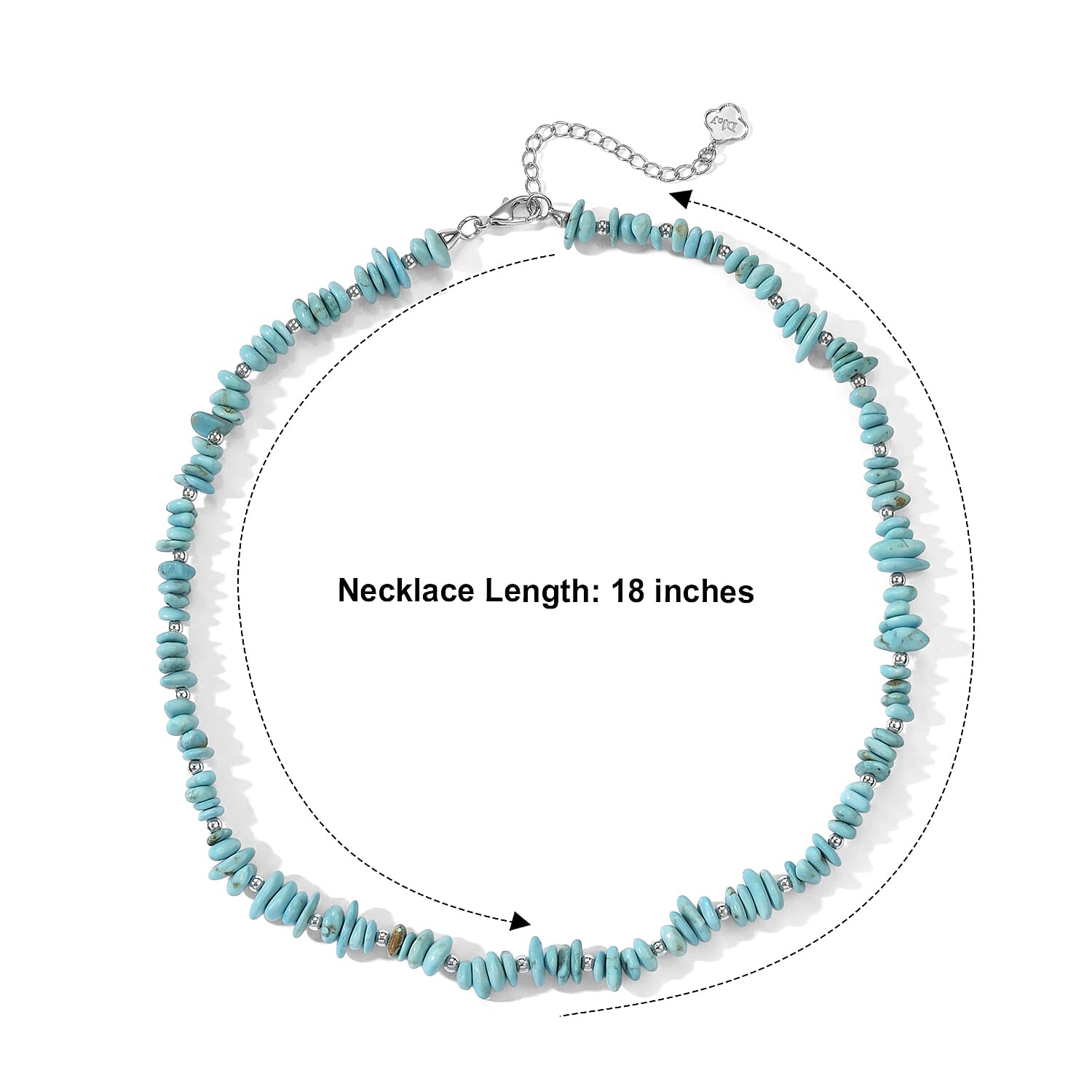 D'Joy Premium Sonoran Blue Turquoise 100.00 ctw Beaded Graduation Necklace (18-20 Inches) in Rhodium Over Sterling Silver