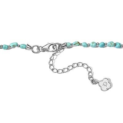 D'Joy Premium Sonoran Blue Turquoise 30.00 ctw Beaded Graduation Necklace (18-20 Inches) in Rhodium Over Sterling Silver