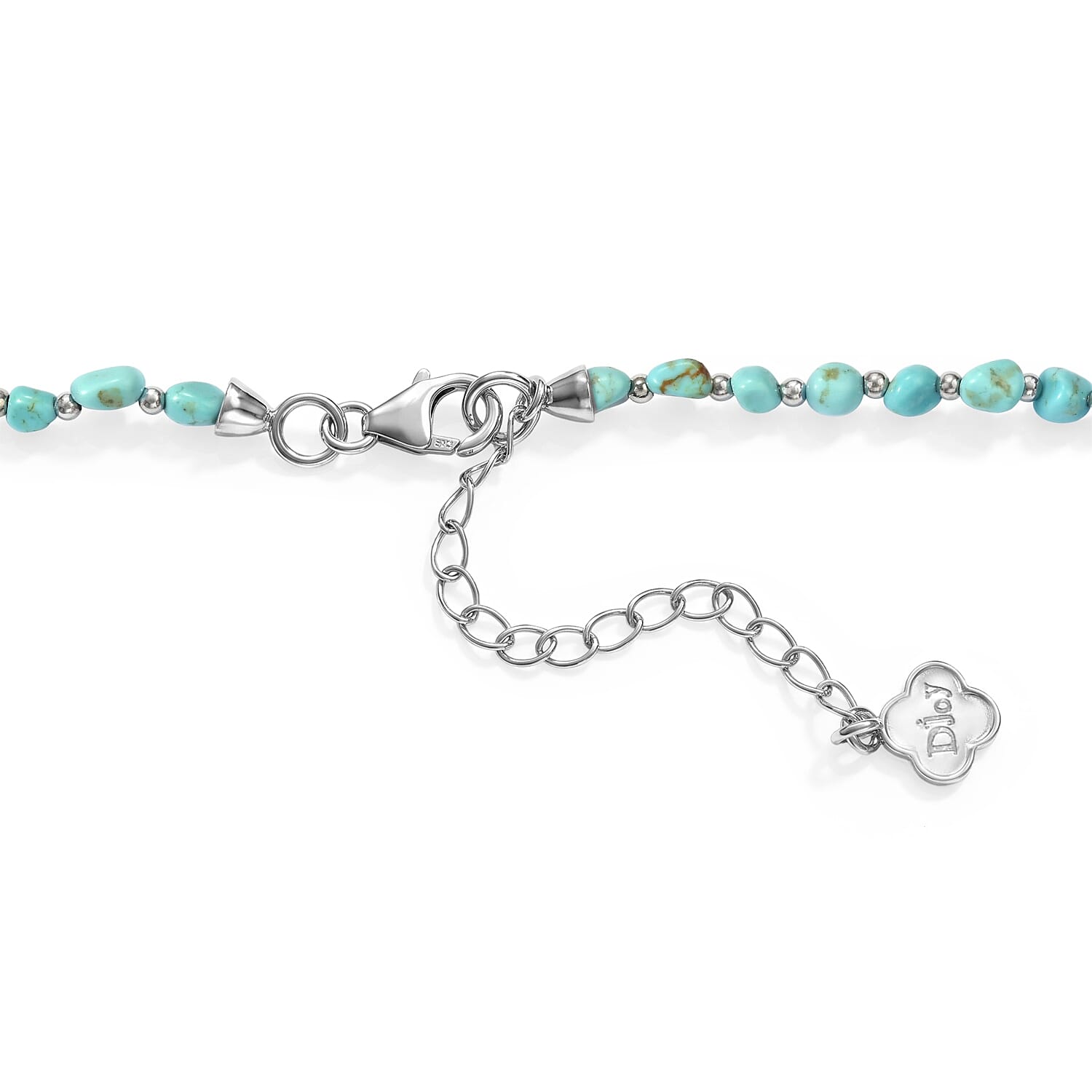D'Joy Premium Sonoran Blue Turquoise 30.00 ctw Beaded Graduation Necklace (18-20 Inches) in Rhodium Over Sterling Silver
