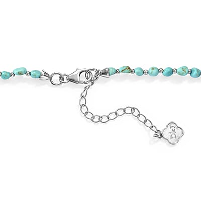 D'Joy Premium Sonoran Blue Turquoise 30.00 ctw Beaded Graduation Necklace (18-20 Inches) in Rhodium Over Sterling Silver