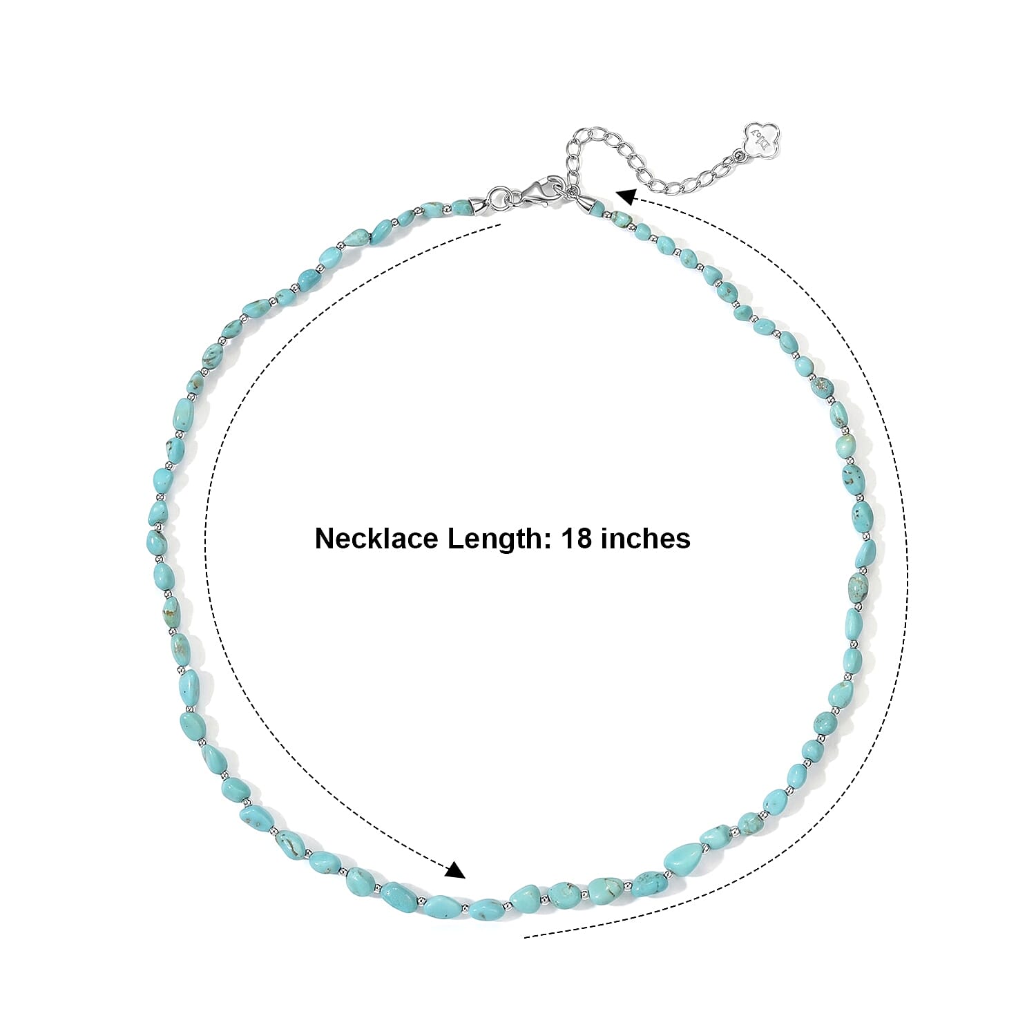 D'Joy Premium Sonoran Blue Turquoise 30.00 ctw Beaded Graduation Necklace (18-20 Inches) in Rhodium Over Sterling Silver