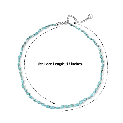 D'Joy Premium Sonoran Blue Turquoise 30.00 ctw Beaded Graduation Necklace (18-20 Inches) in Rhodium Over Sterling Silver