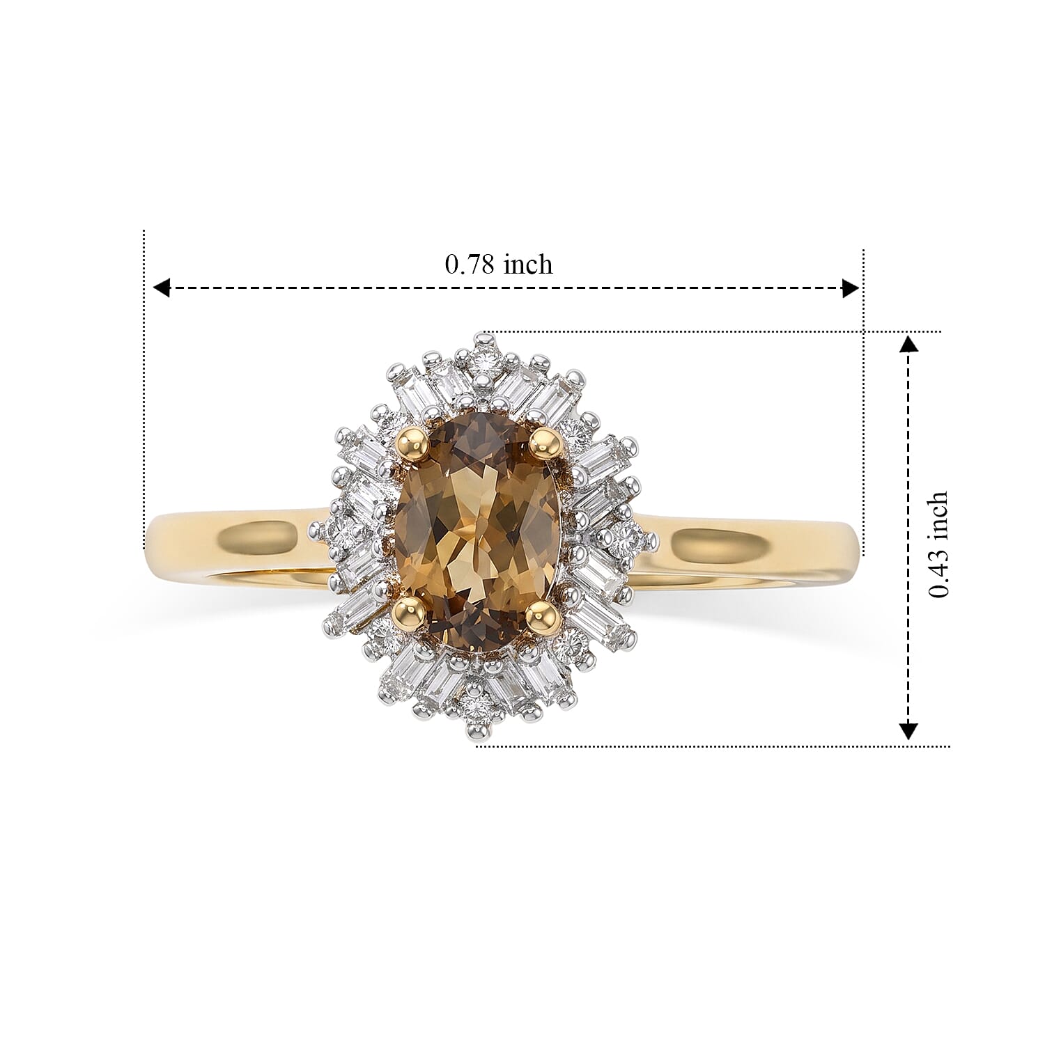 D'Joy Premium Natural Golden Tanzanite and Diamond 0.80 ctw Ring in 18K Vermeil Yellow Gold Over Sterling Silver (Size 6.0)