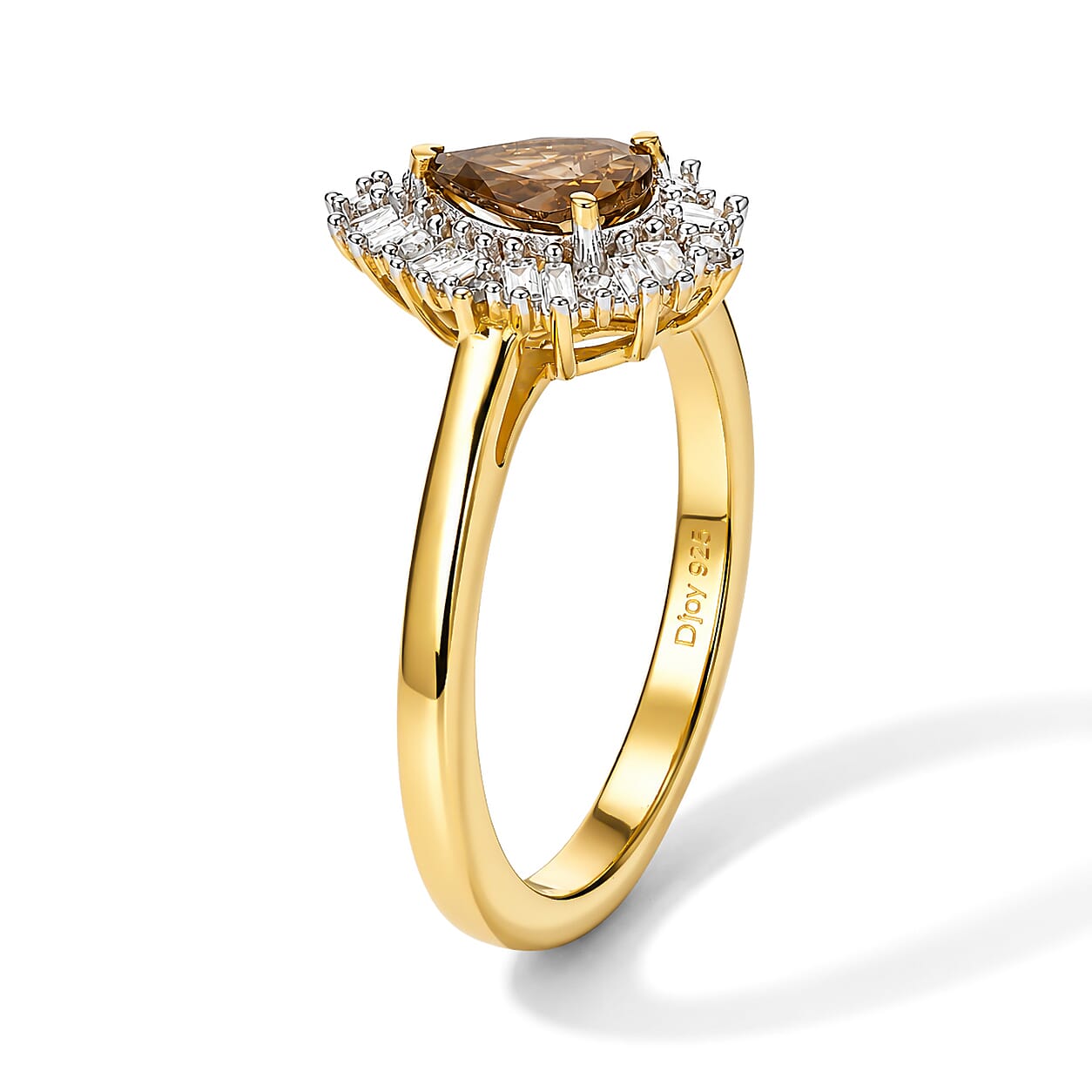 D'Joy Premium Natural Golden Tanzanite and Diamond 0.85 ctw Ring in 18K Vermeil Yellow Gold Over Sterling Silver (Size 6.0)