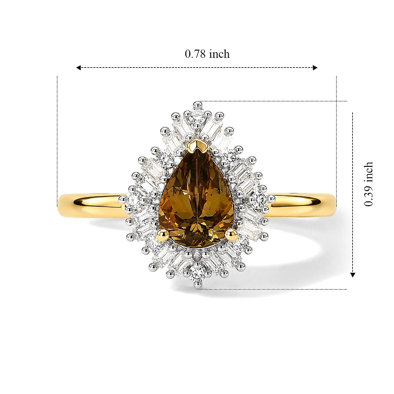 D'Joy Premium Natural Golden Tanzanite and Diamond 0.85 ctw Ring in 18K Vermeil Yellow Gold Over Sterling Silver (Size 6.0)