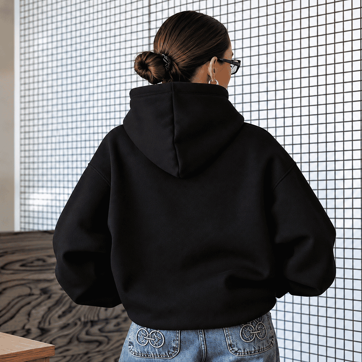 La Marey Black Long Sleeve Hoodie - One Size Fits Most