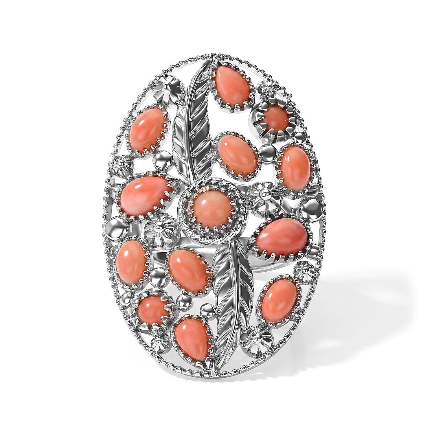 EverTrue Premium Oregon Sunrise Peach Opal 2.75 ctw Cluster Ring in Platinum Bond (Size 5.0)