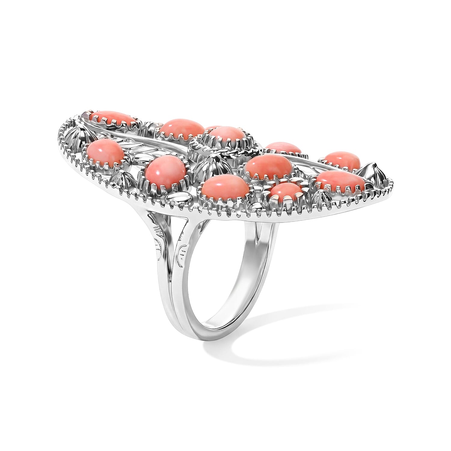 EverTrue Premium Oregon Sunrise Peach Opal 2.75 ctw Cluster Ring in Platinum Bond (Size 5.0)