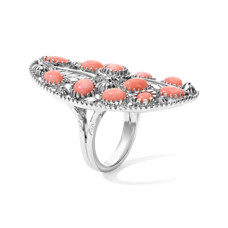 EverTrue Premium Oregon Sunrise Peach Opal 2.75 ctw Cluster Ring in Platinum Bond (Size 5.0)