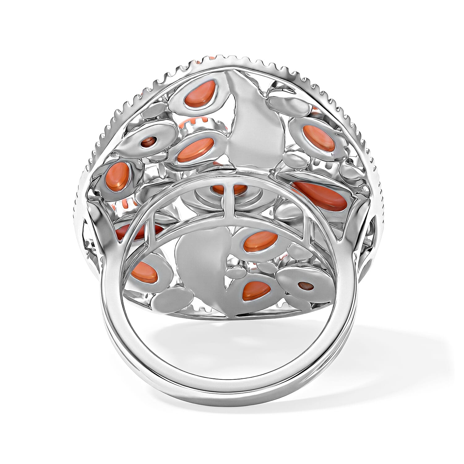 EverTrue Premium Oregon Sunrise Peach Opal 2.75 ctw Cluster Ring in Platinum Bond (Size 5.0)