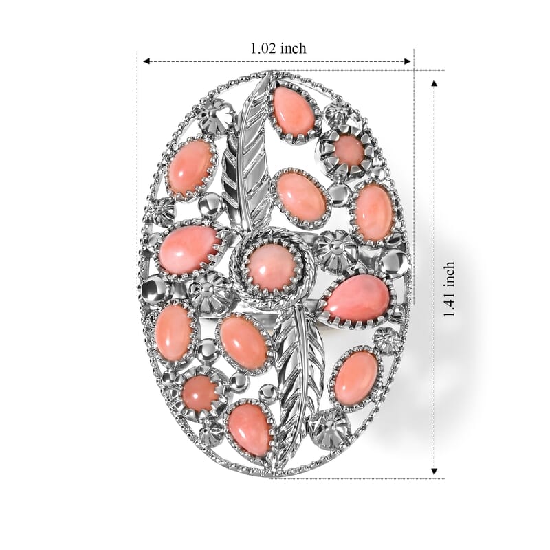EverTrue Premium Oregon Sunrise Peach Opal 2.75 ctw Cluster Ring in Platinum Bond (Size 5.0)