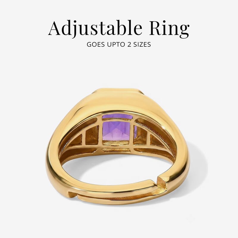 D'Joy Asscher Cut African Amethyst 1.00 ctw Solitaire Pinky Ring in 14K Yellow Gold Over Sterling Silver (Size 3.0)