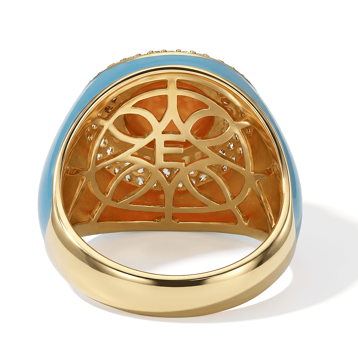 EverTrue Carnelian and White Zircon 4.90 ctw Dome Ring in 18K YG Plated (Size 5.0)