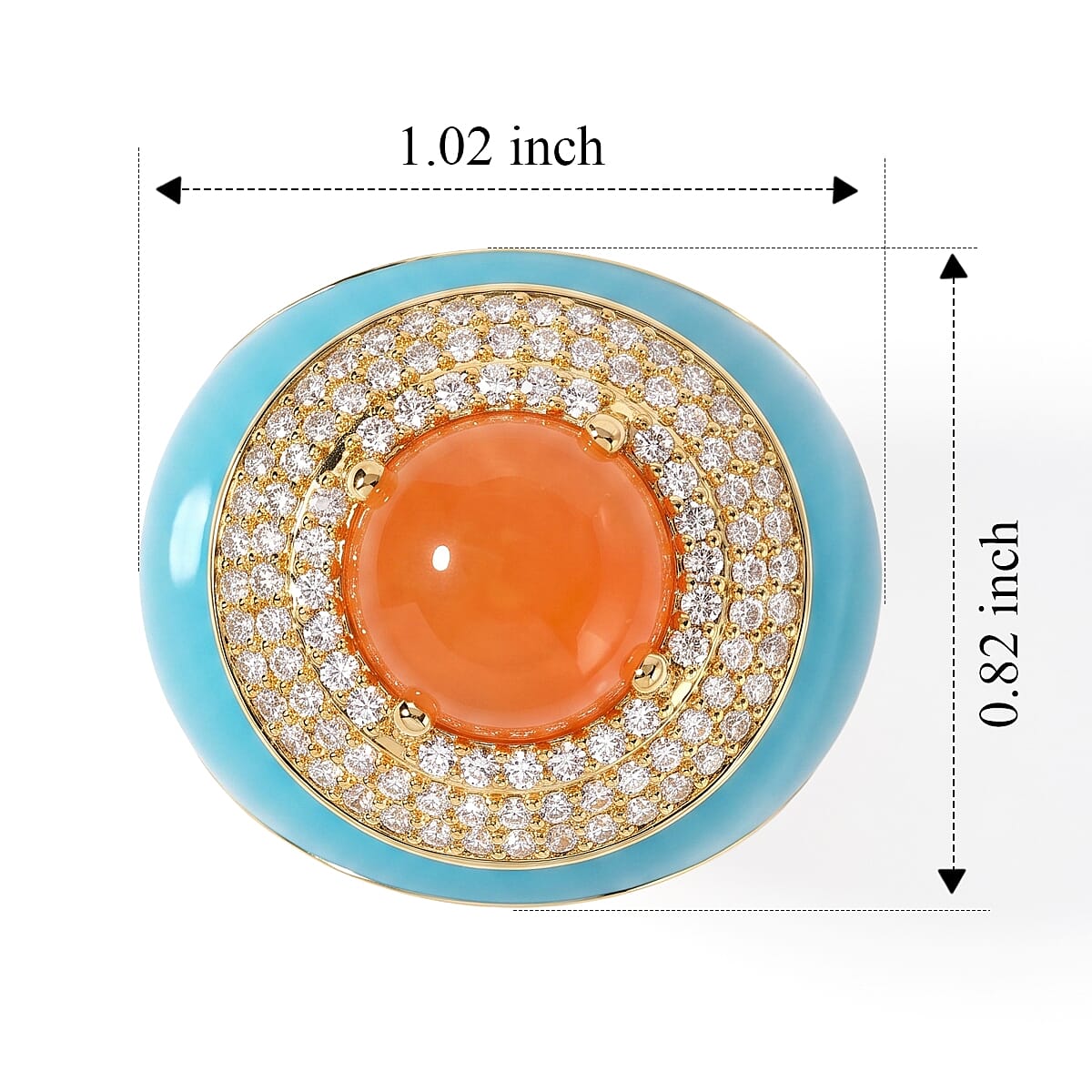 EverTrue Carnelian and White Zircon 4.90 ctw Dome Ring in 18K YG Plated (Size 5.0)