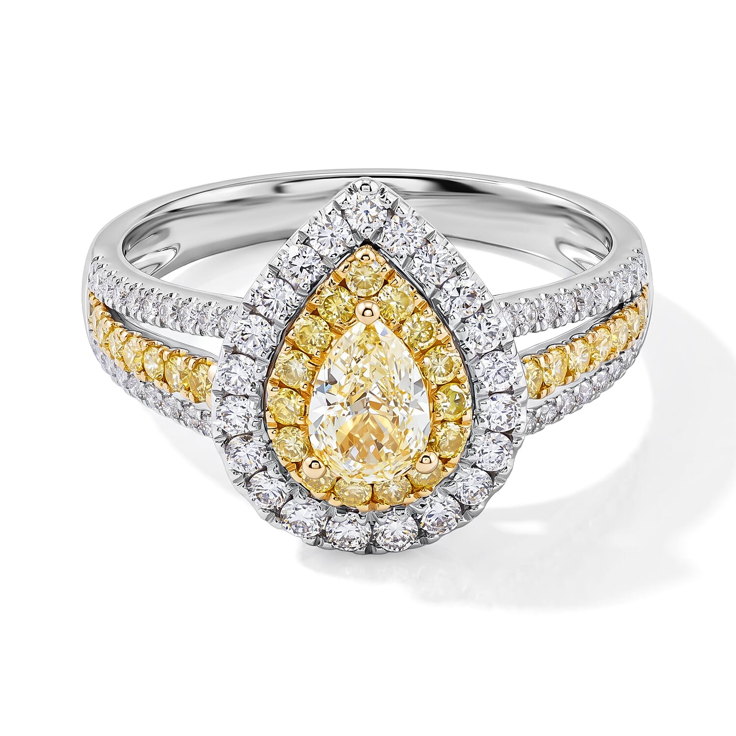 Modani Yellow and White Diamond 1.28 ctw Ring in 14K Yellow Gold (Size 5.0)