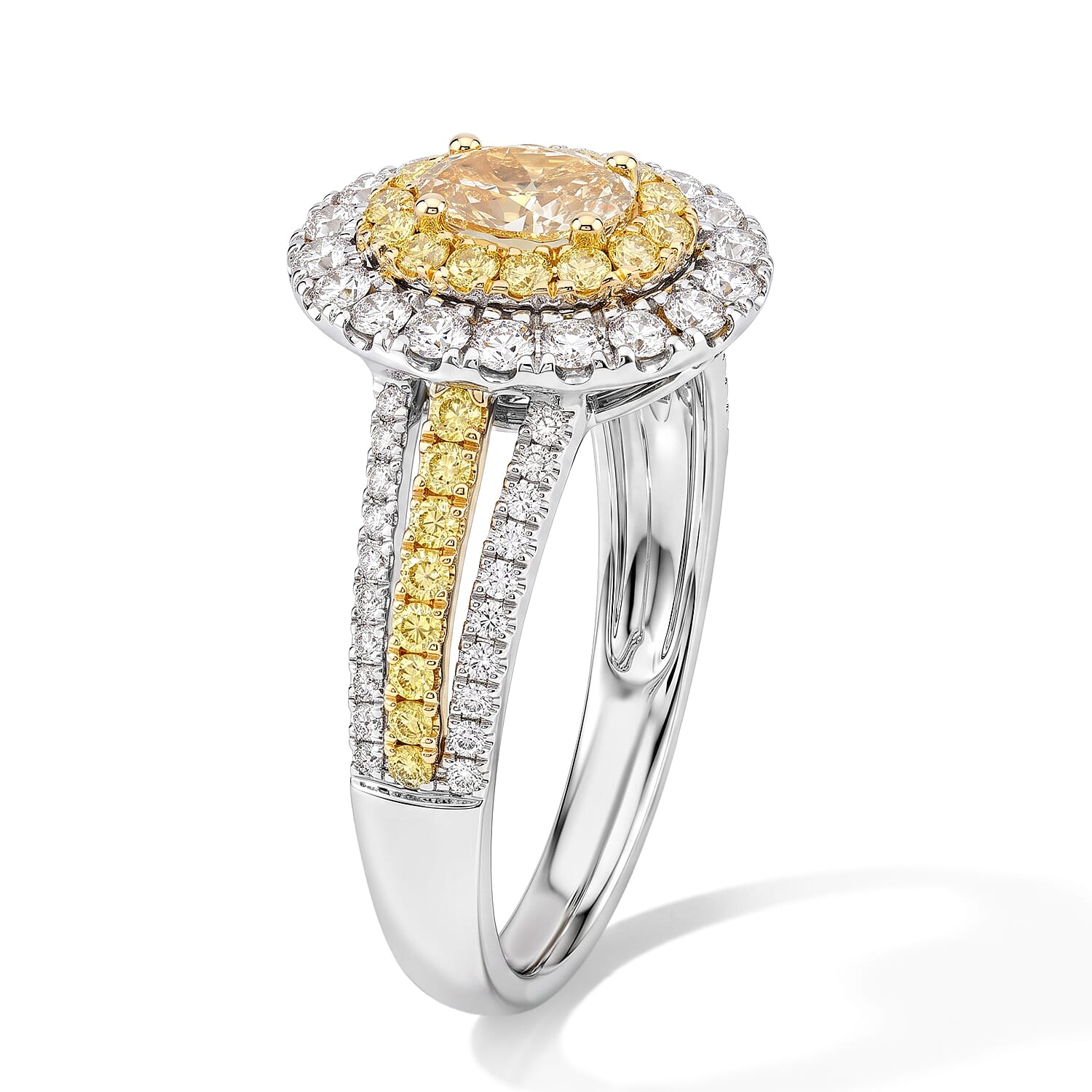 Modani Yellow and White Diamond 1.29 ctw Ring in 14K Yellow Gold (Size 5.0)