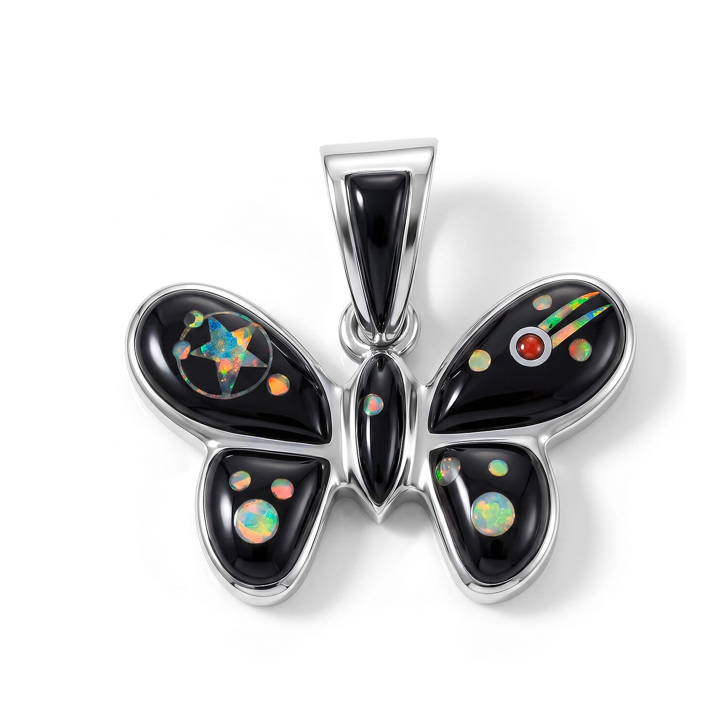 Santa Fe Style Multi Gemstone 0.55 ctw Pendant without Chain Sterling Silver