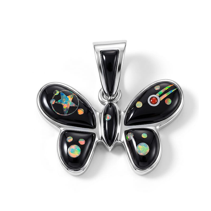 Santa Fe Style Multi Gemstone 0.55 ctw Pendant without Chain Sterling Silver