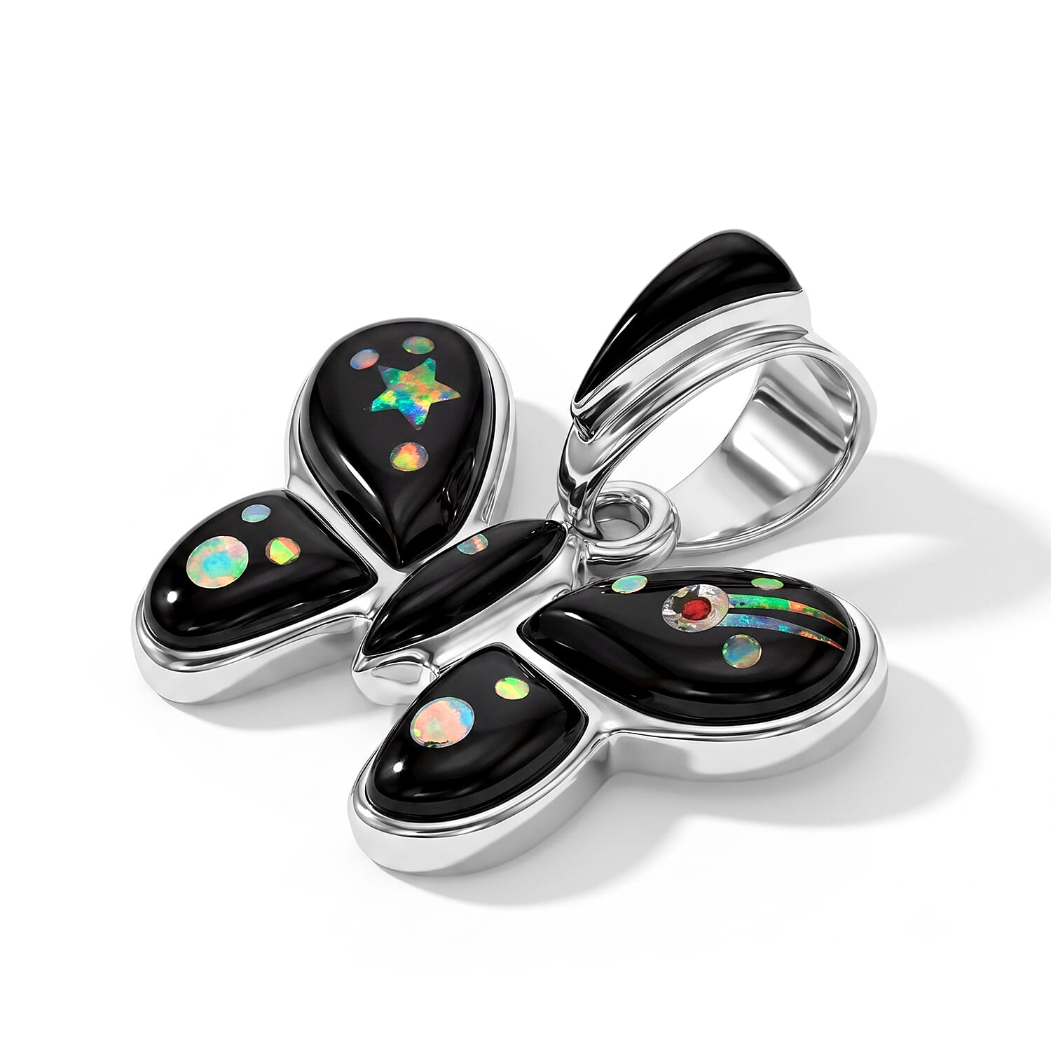Santa Fe Style Multi Gemstone 0.55 ctw Pendant without Chain Sterling Silver