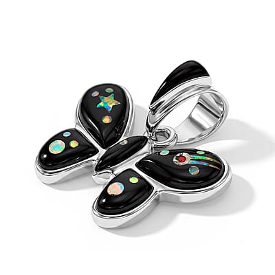 Santa Fe Style Multi Gemstone 0.55 ctw Pendant without Chain Sterling Silver