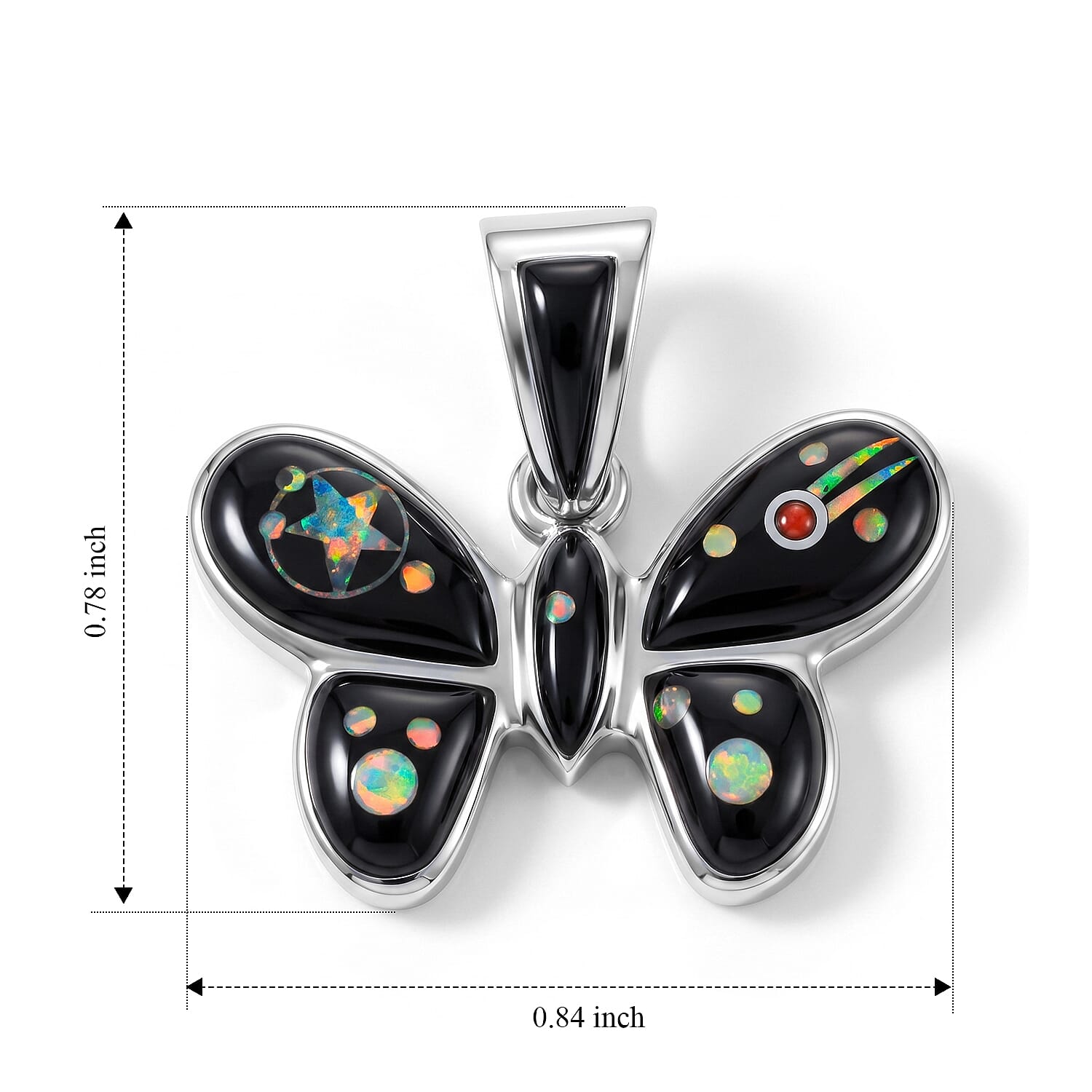 Santa Fe Style Multi Gemstone 0.55 ctw Pendant without Chain Sterling Silver