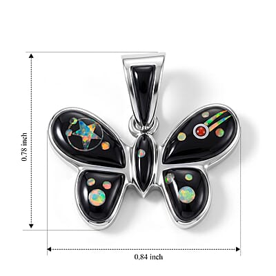 Santa Fe Style Multi Gemstone 0.55 ctw Pendant without Chain Sterling Silver