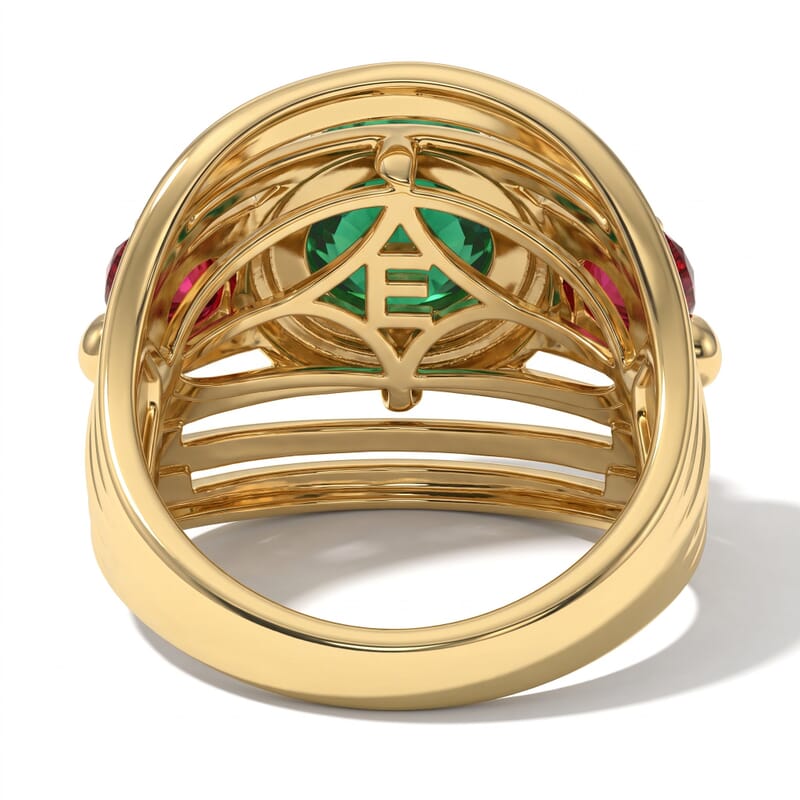 EverTrue Sonoran Turquoise and Coral 2.15 ctw Tide & Terracotta Ring in 18K YG Plated (Size 5.0)