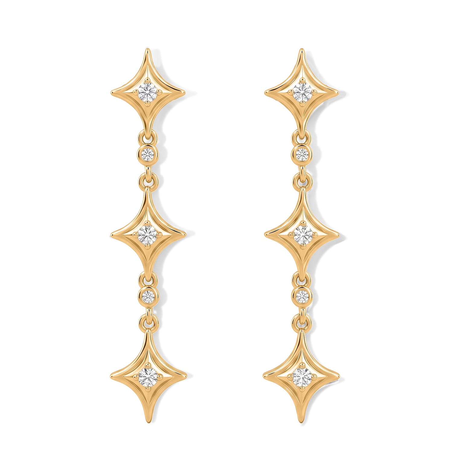 D'Joy Moissanite 0.25 ctw Earrings in 18K Vermeil Yellow Gold Over Sterling Silver