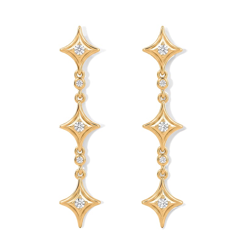 D'Joy Moissanite 0.25 ctw Earrings in 18K Vermeil Yellow Gold Over Sterling Silver