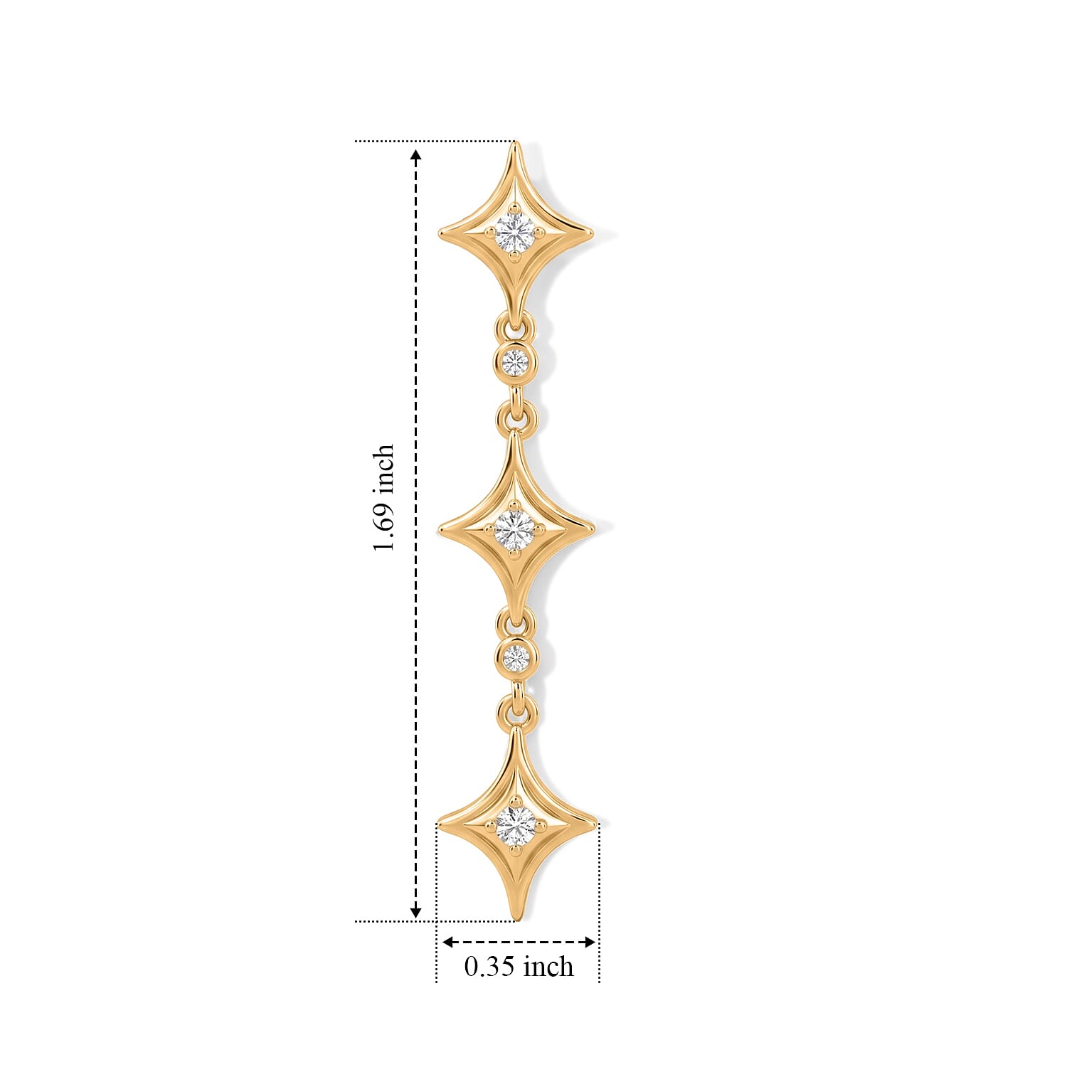 D'Joy Moissanite 0.25 ctw Earrings in 18K Vermeil Yellow Gold Over Sterling Silver
