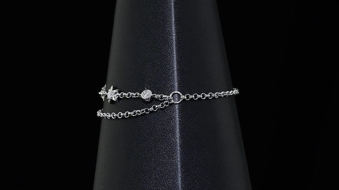 GP Moissanite 0.30 ctw Bracelet in Rhodium Over Sterling Silver (7.25 In)