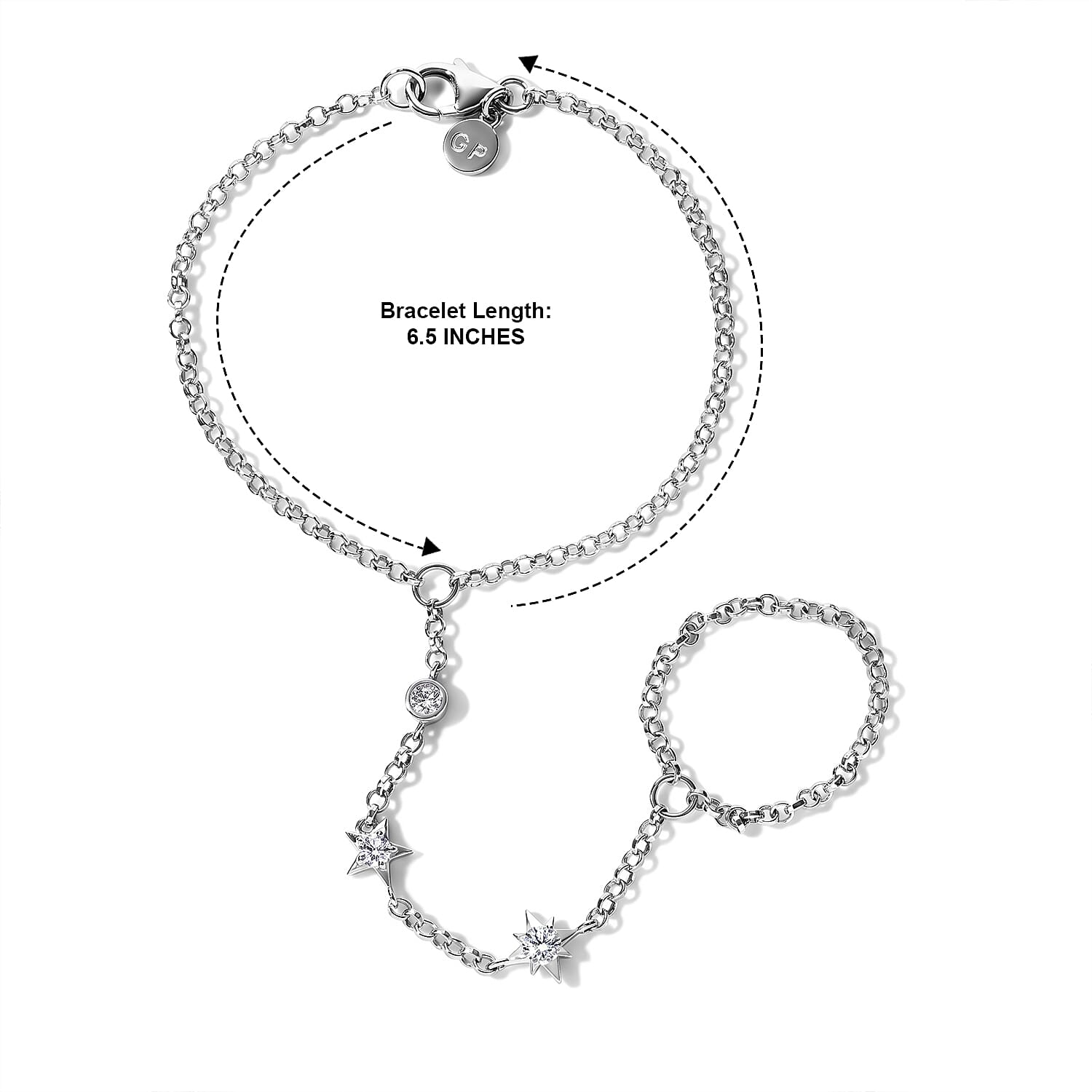 GP Celestial Dream Collection Moissanite 0.30 ctw Bracelet in Rhodium Over Sterling Silver (6.50 In)