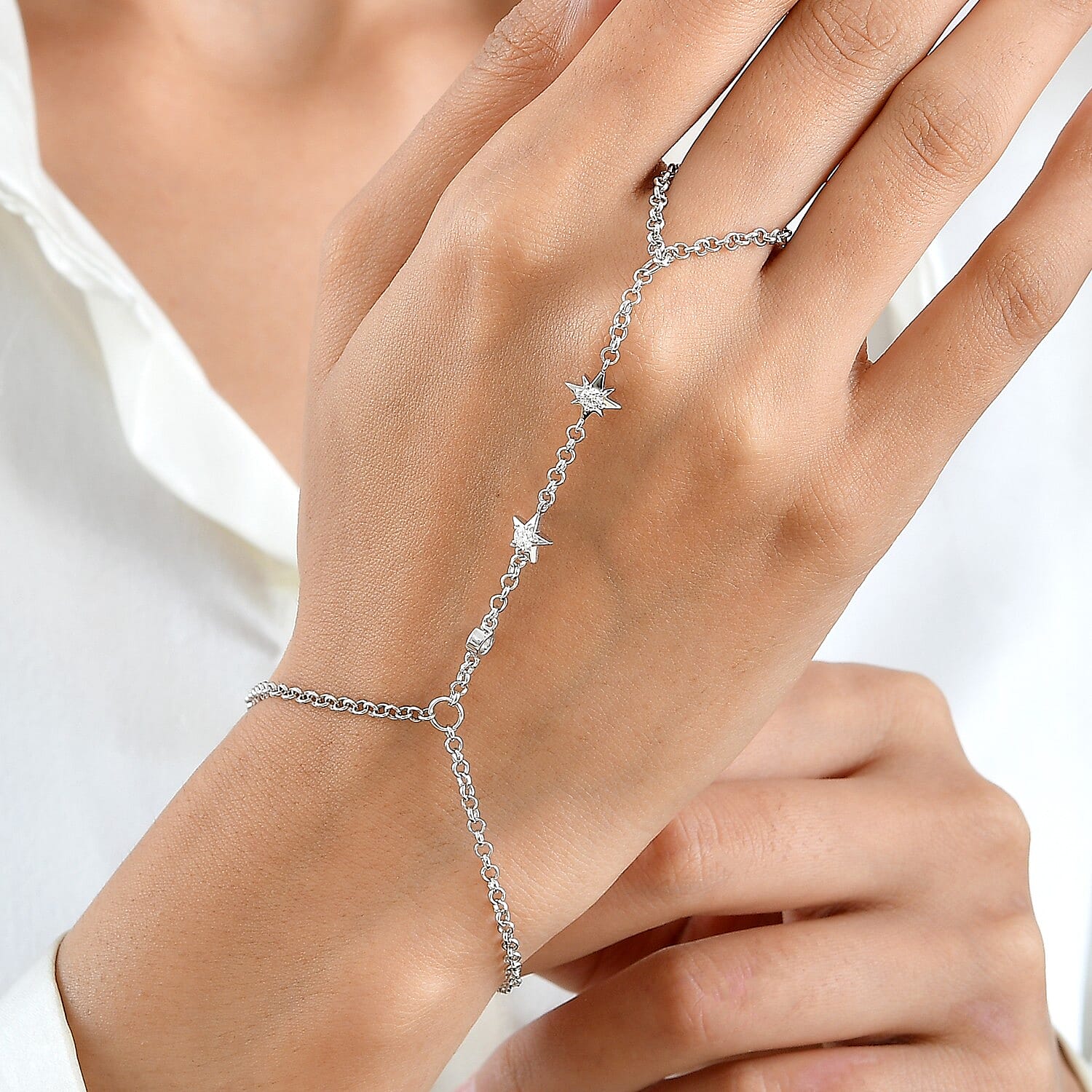 GP Moissanite 0.30 ctw Bracelet in Rhodium Over Sterling Silver (7.25 In)