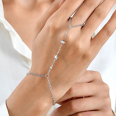 GP Moissanite 0.30 ctw Bracelet in Rhodium Over Sterling Silver (7.25 In)