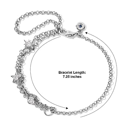 GP Moissanite 0.30 ctw Bracelet in Rhodium Over Sterling Silver (7.25 In)