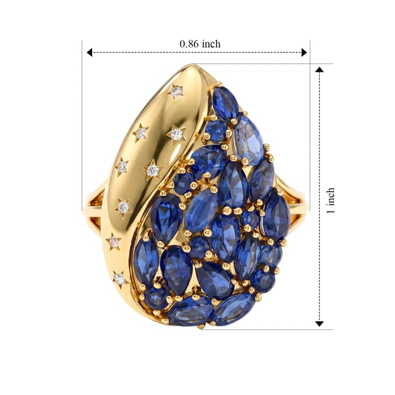 GP Celestial Dream Collection Premium Kashmir Kyanite and White Zircon 4.75 ctw Ring in 18K Vermeil Yellow Gold Over Sterling Silver (Size 5.0)