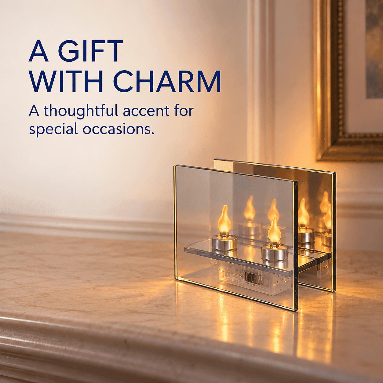Livmore Glass and LED Double Heads Decorative Ornaments (Battery 2xAA Not Including)